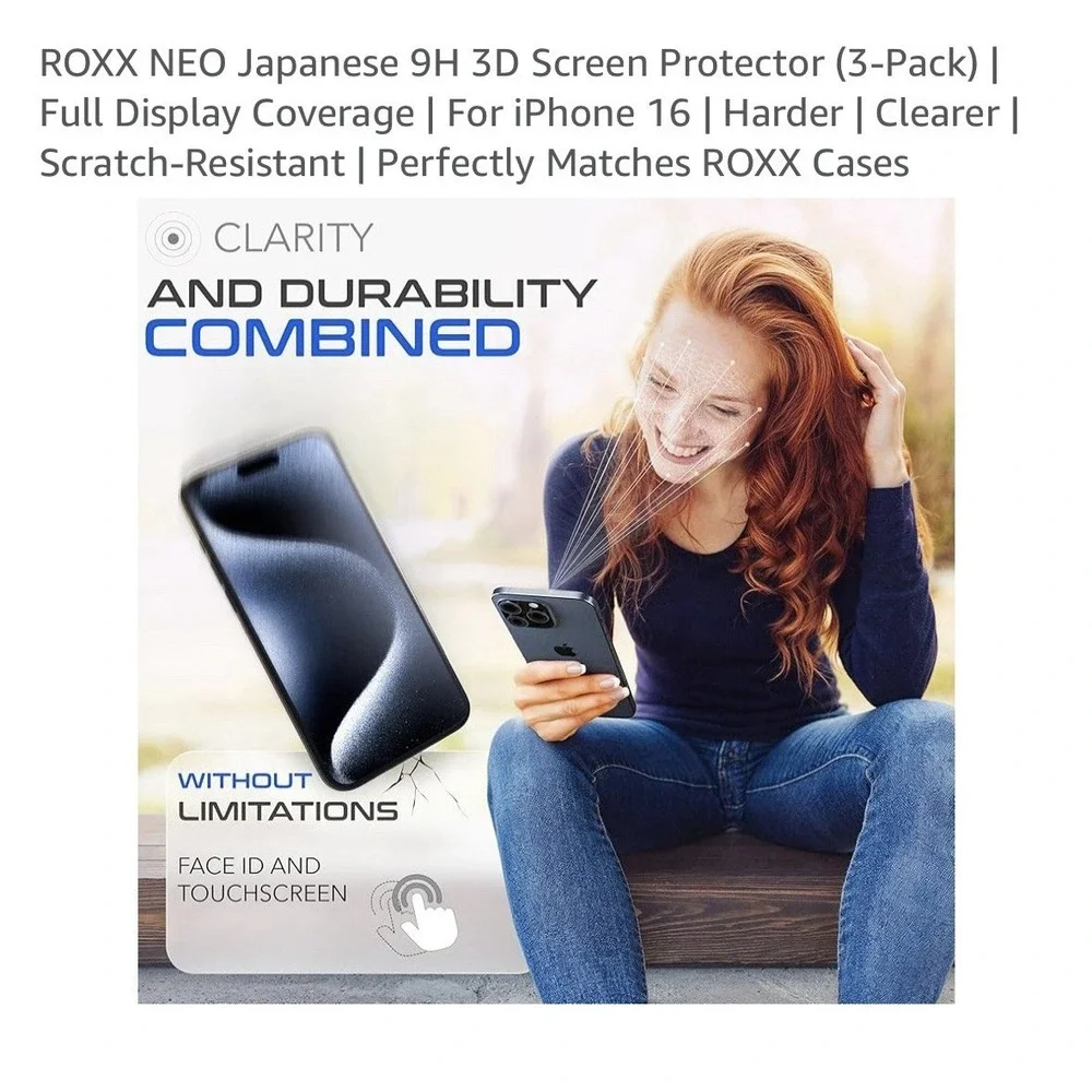 ROXX Neo‎ iPhone 16 Screen Protector 3 Pack. 3D Screen Protector.